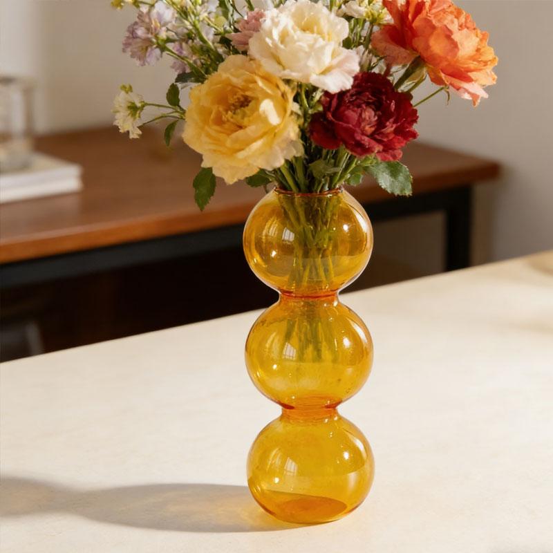 1Pc Glass Vase Hydroponics Desktop Ornaments Crystal Ball Bottle Creative Art Flower Ware Home Decor Colorful Ins
