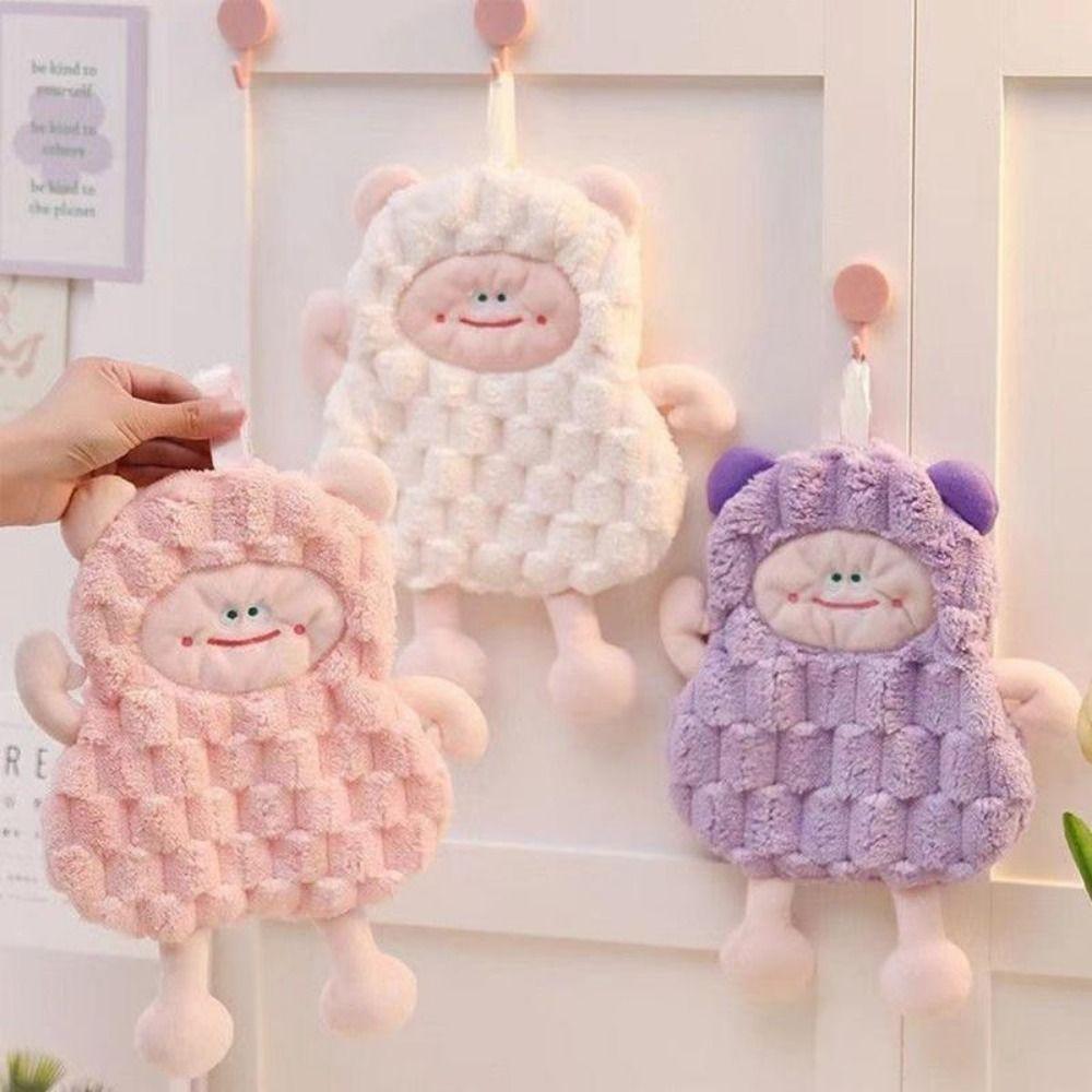 

Soft Dish Towel Hanging Coral Velvet Rag Cartoon Lamb Hand Towel For Children фіолетовий