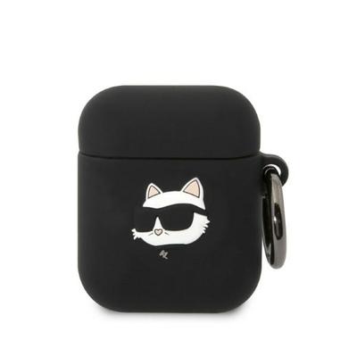 Etui Do AirPods 1 Karl Lagerfeld Silicone Choupette Head 3D Czarne