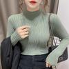 Half High Collar Half High Collar Wrinkle Design Slim Thin Bottoming Shirt Women's Solid Color Stretch Pullover All-mach Pull Jumper Short Top Spring