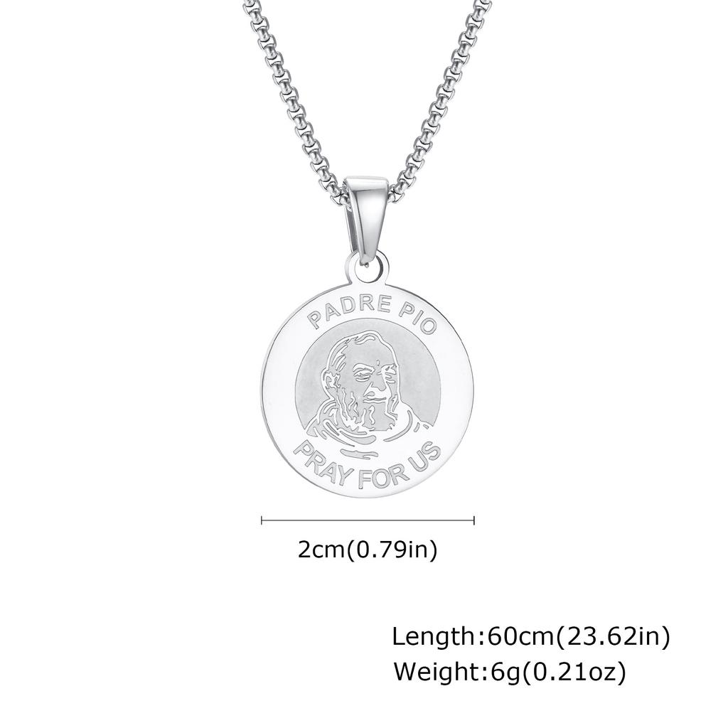 Vnox Einzigartige Edelstahlarmbänder für Damen Herren, Padre Pio Katholischer Heiliger Runde Accessoire Armbänder, Religiöses Schmuckset Geschenke
