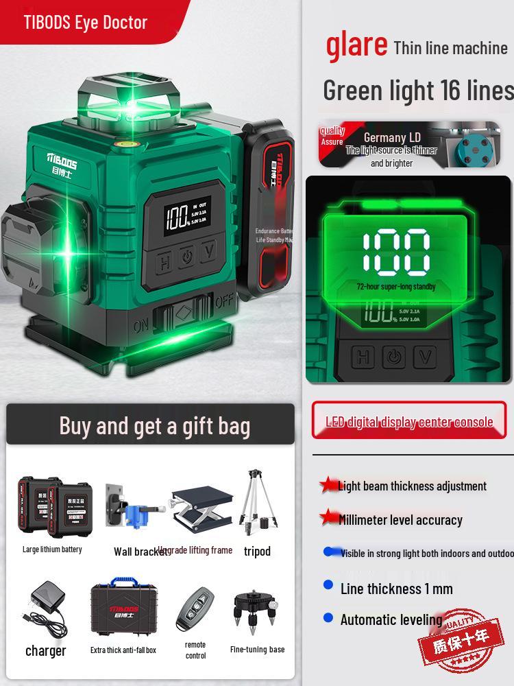 High-Precision Infrared & Green Light Laser Level with Auto-Leveling for Engineering and Surveying