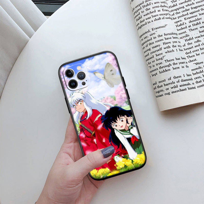 

JO31 Чохол для телефону Inuyasha для iPhone 7 8 11 12 13 14 15 16 16E XS Pro Max XR X SE Samsung S20 S21 S22 S23 S24 FE Ultra Plus Lite S21S A55 iPhone 16 Pro Max ебеновий