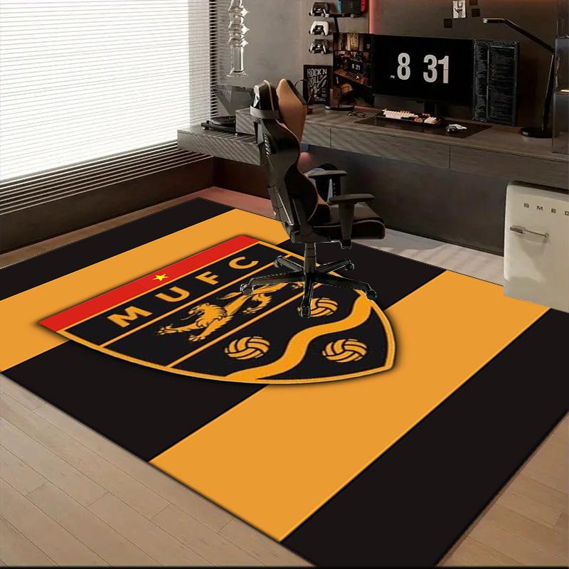 Football Crest Printed Office Carpet Chair Cushion Entryway Rug, Rugs for Living Room, Bedroom Christmas gifts