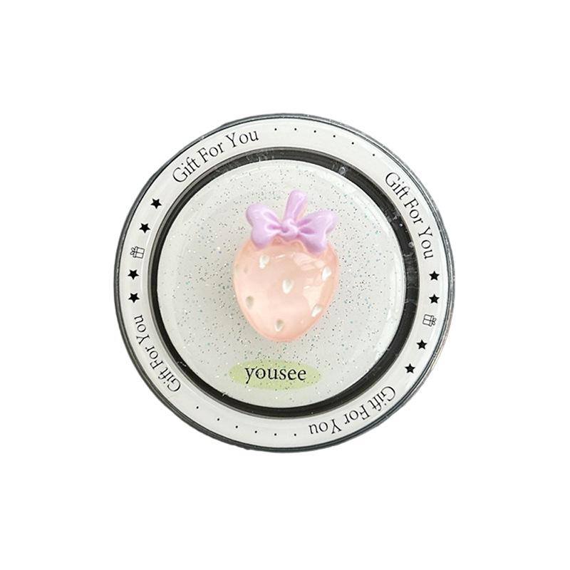 Glitter Epoxy Small Strawberry Mobile Phone Airbag Bracket Magnetic Suction Retractable Back Sticker Fun Women'S Small Fresh Support Rack
