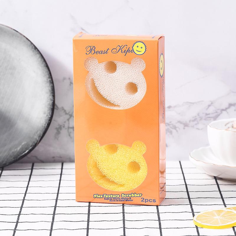 Cute Smiley Face Loofah Sponge Scrubber for Kitchen and Dishwashing
