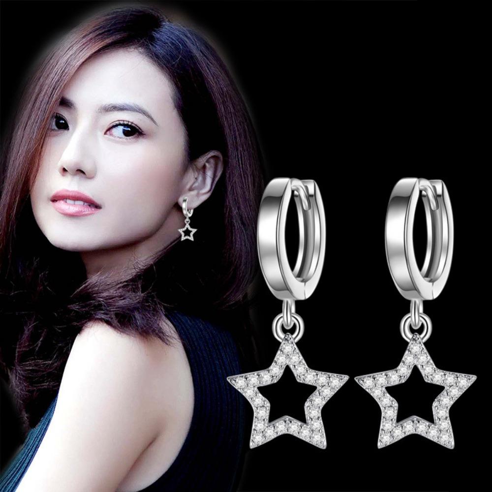 Triangle Geometric Shape Earrings Pentagram Micro -inlaid Vermiculite Cute Earrings