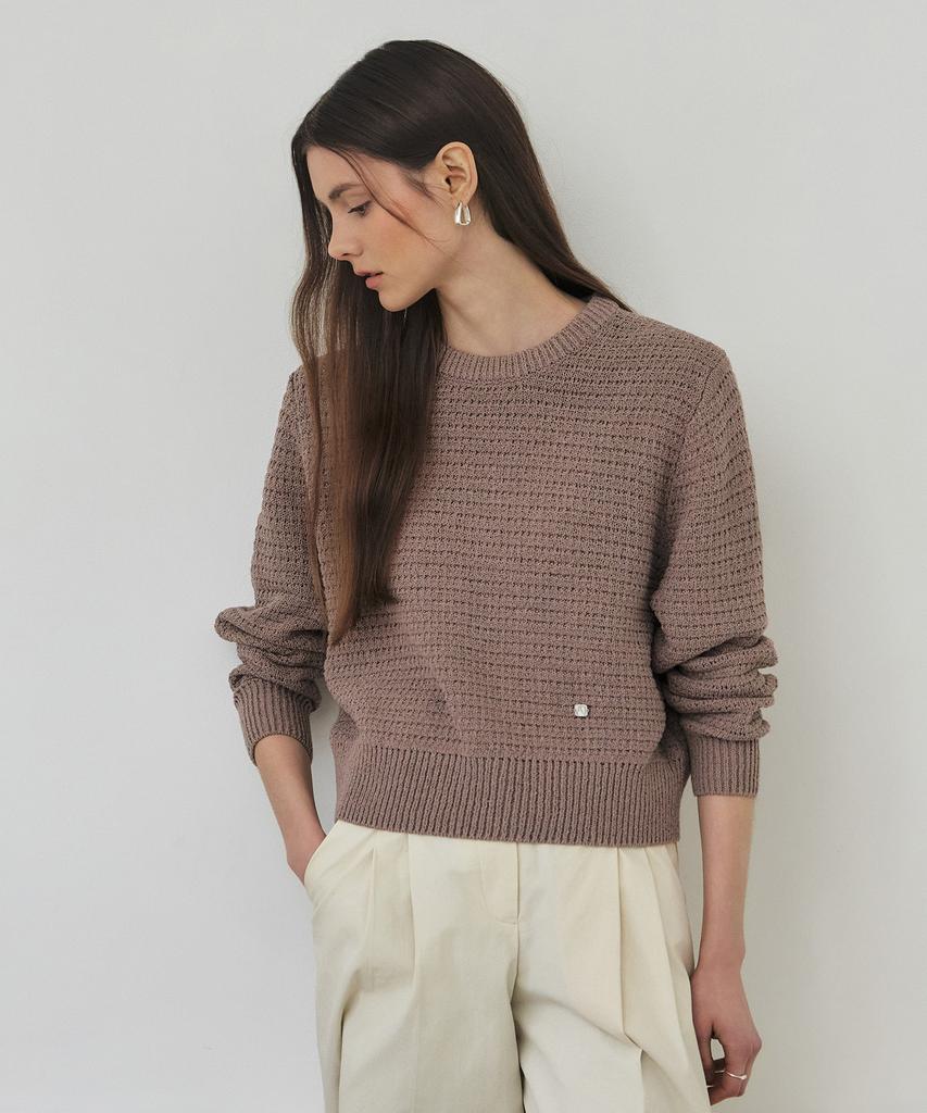 ARTID Volume Textured Round Knit_Beige