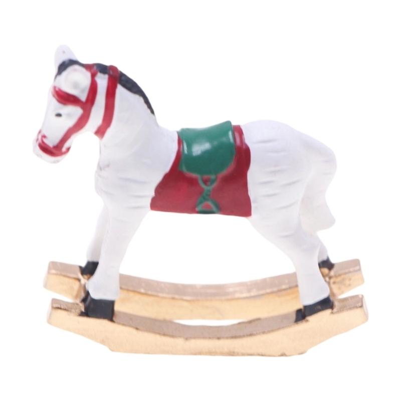 

Vintage Style Dollhouses Christmas Decoration Mini Resin Horse Dollhouses Furniture Decors 1