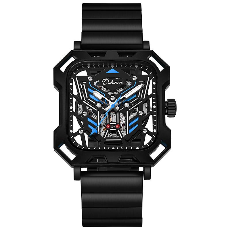 Square Skeleton Dial Automatic Watch Men Luxury Mechanical Men's Watches Luminous Waterproof Solid Steel Strap Relogio