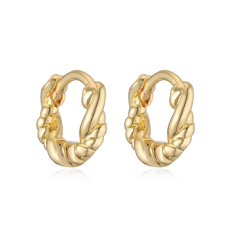 

HECHENG,4 Sizes Brass 18K Golden Plated Shiny Smooth Twist Unisex Earrings For Men And Women 1 pair Other