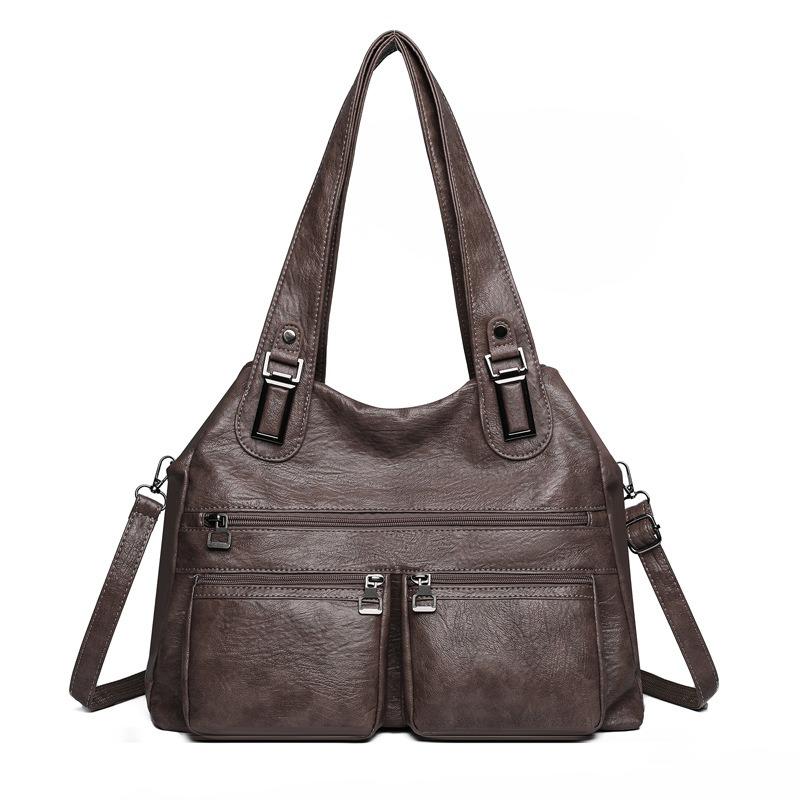 

Женская сумка через плечо Мягкая кожаная сумка-тоут Сумка через плечо KEF9069 дубильная кора