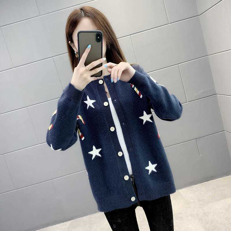 

Женский свитер, кардиганы, весенний однотонный кашемировый свитер, пальто, шикарный повседневный кардиган в корейском стиле, куртка M тёмно-синий