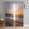 Sheer Curtains For Living Room Sky Sea Evening Nature Children's Bedroom Balcony Large Curtains Kitchen Dining Room Curtains