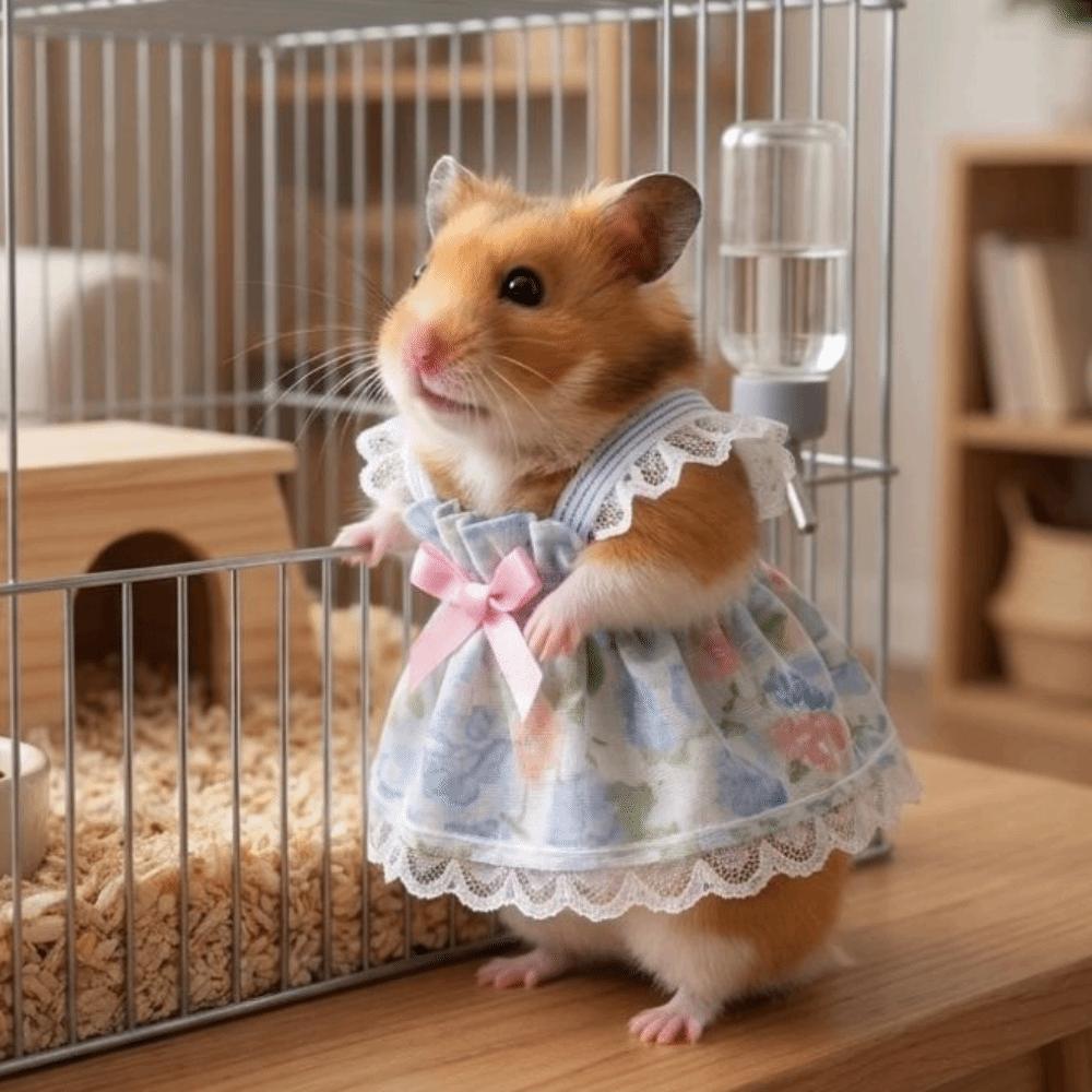 Soft Small Pet Bow Skirt Breathable Hamster Lace Skirt Guinea Pig Princess Dress Birthday Party