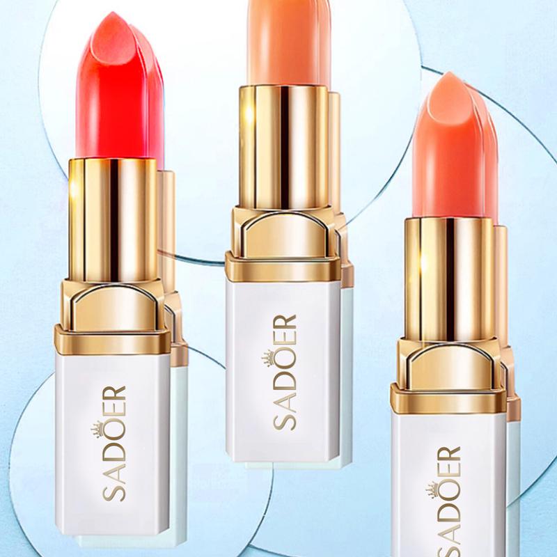 2 Color Temperature Change Hydrating Lipstick Glossy Texture Delicate Lasting Not Easy To Decolorize