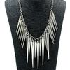 Women's Multilayer Spike Rivet Tassels Chain Bib Statement Necklace Punk