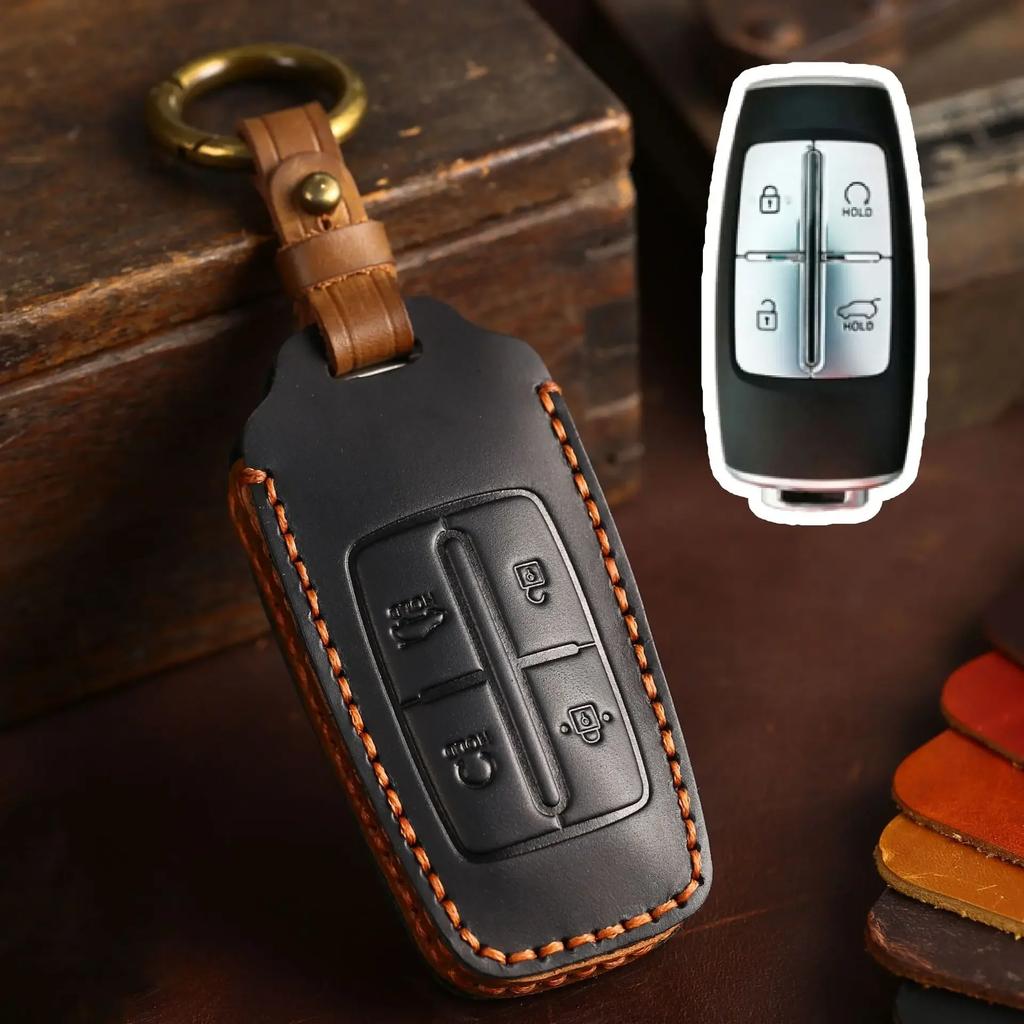 Fit for Genesis Key Case for Car GV70 Launce GV80/G90 Automobile Protective Case Package Genuine Leather Handmade Cover