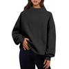 Women's Fashion Solid Color Long Sleeve Loose Slit Half Turtleneck Pullover Sweatshirt Top