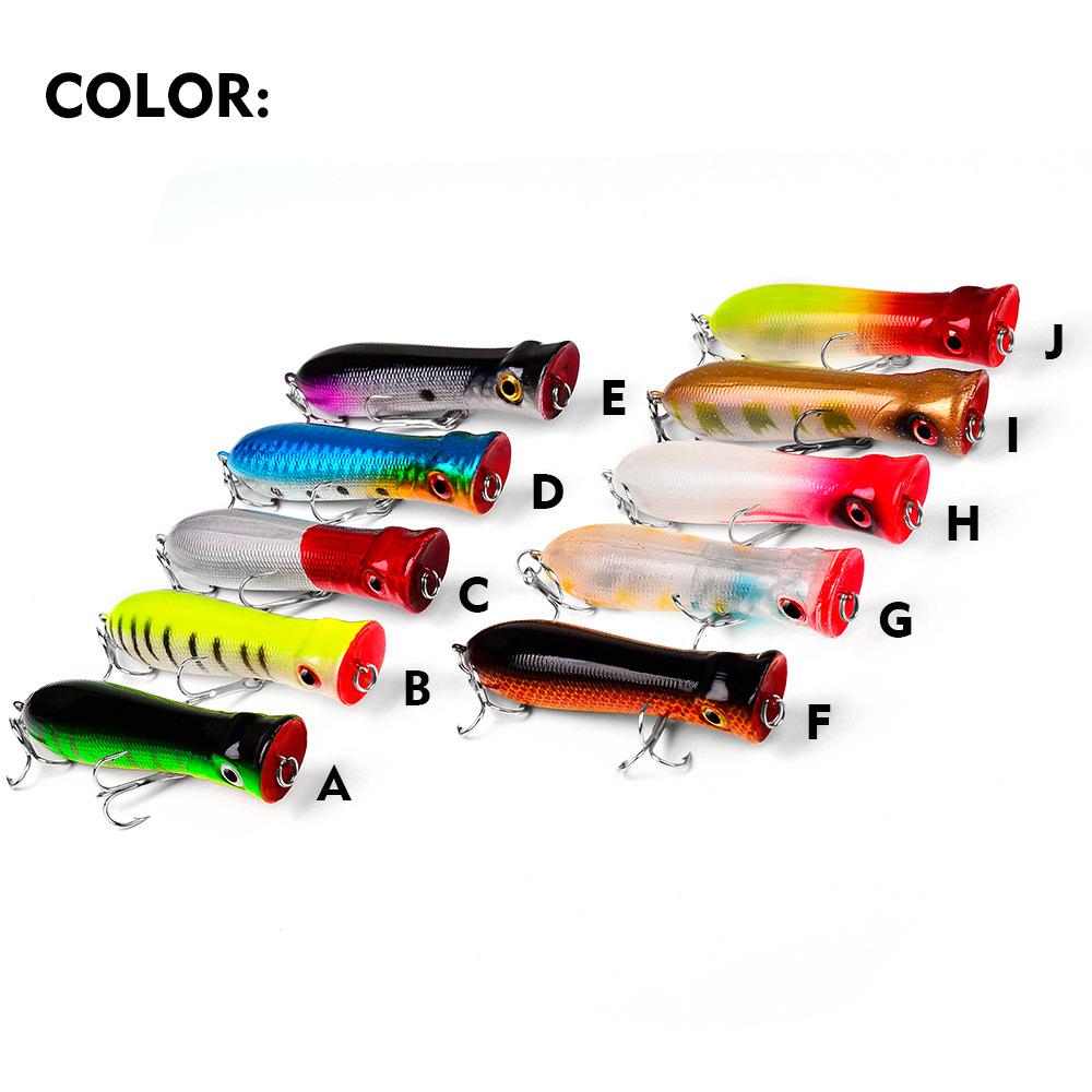 

10PCSBionic artificial bait10Colorful Popper Lure8CM-11Gram6#Black hook plastic fishing lure fishing gear 8CM-11G