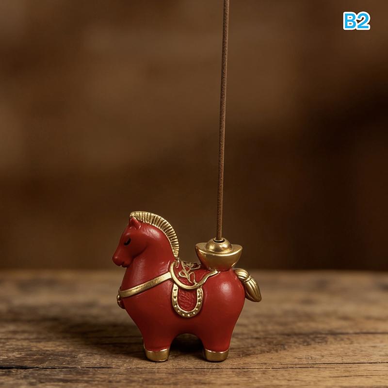 

1/2/3Pcs Zodiac Horse Incense Burner - Resin/Ceramic Incense Stick Holder, 2026 Chinese New Year Decoration Ornament