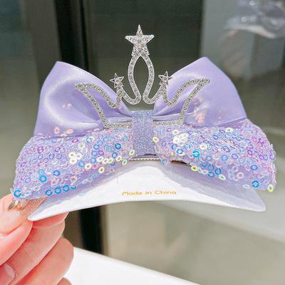 3 Stück Mädchen Prinzessin Kopfschmuck Große Haarnadel 3D Krone Schleife Pailletten Haarnadel Kinder Haarnadel Mädchen Top-Clip Haarnadel