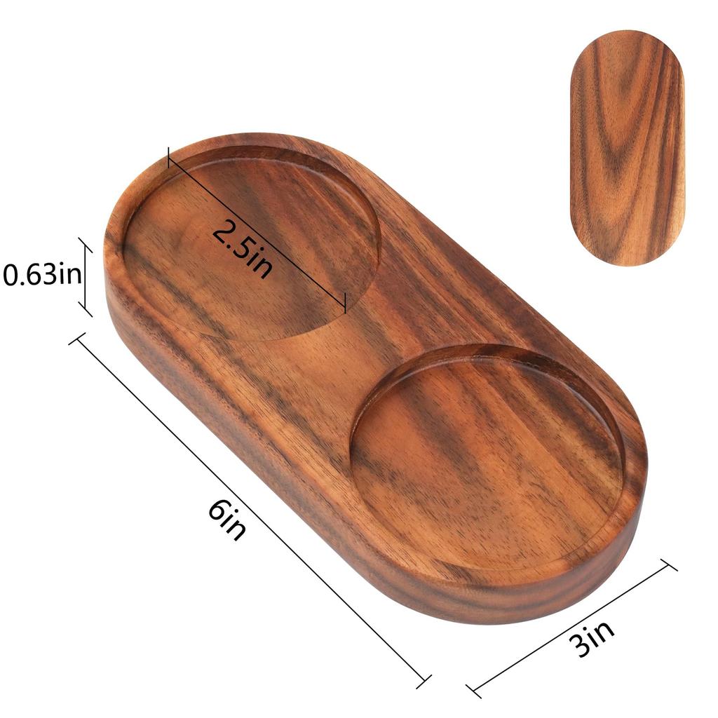 VanlonPro Salt and Pepper Mill Tray, Acacia Wood Tray, Pepper Mill Holder & Rest (2.5-inch Inner Diameter), Fits Many Mills & Shakers, Salt & Pepper