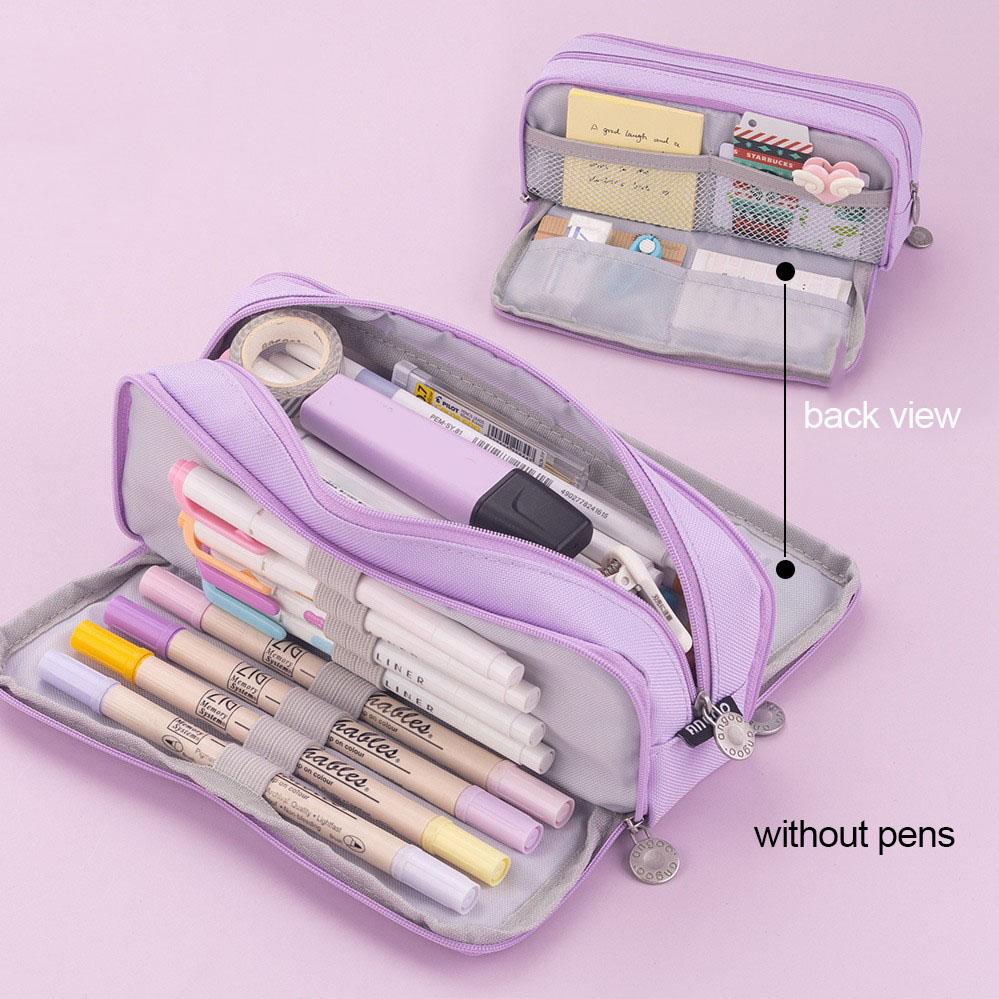 Aesthetic Fabric Student School Pencil Case Dual-window Design Back To School Stationery