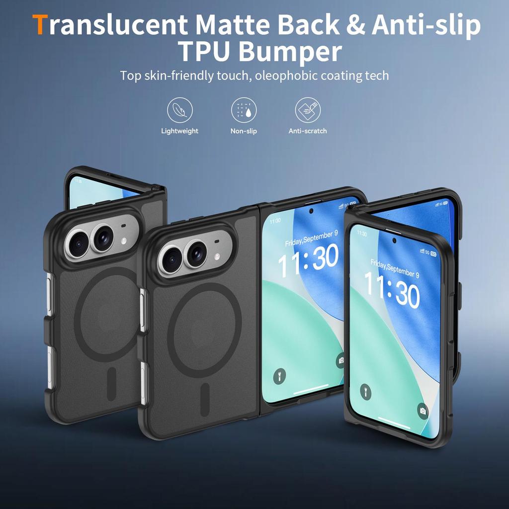 iPhone 18 Pro Fold Magnetic Frosted Semi-Transparent Protective Case