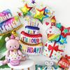 3D Birthday Cake Aluminum Film Balloon Decoration Colored Double Layer Cake 1 Year Old Baby Shower Birthday Party Supplies