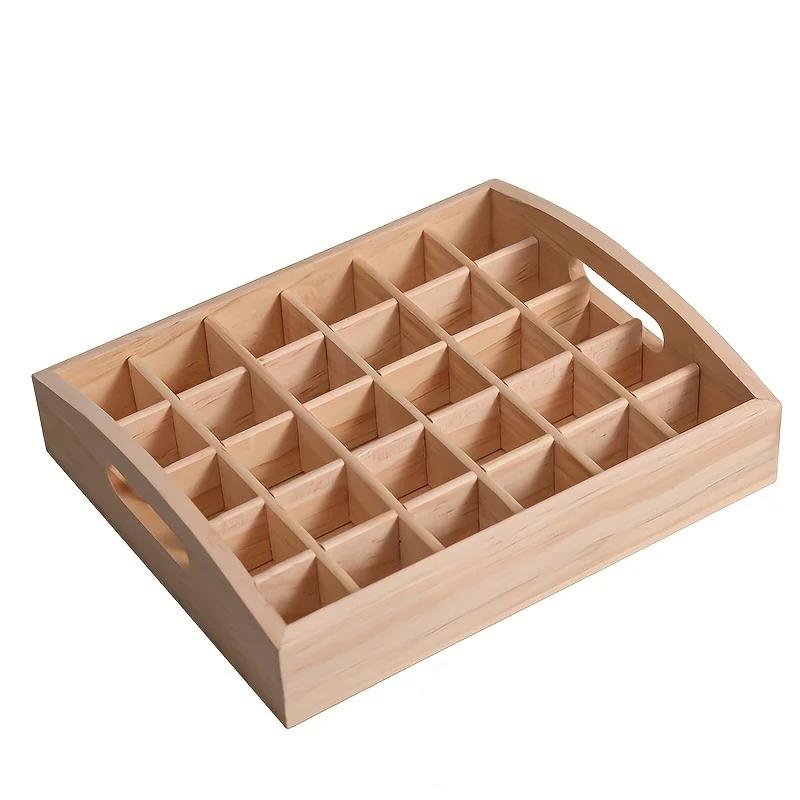 30-Cell Essential Oil Storage Box Portable High-End Small Wooden Pine Box for Portable Organization And Storage