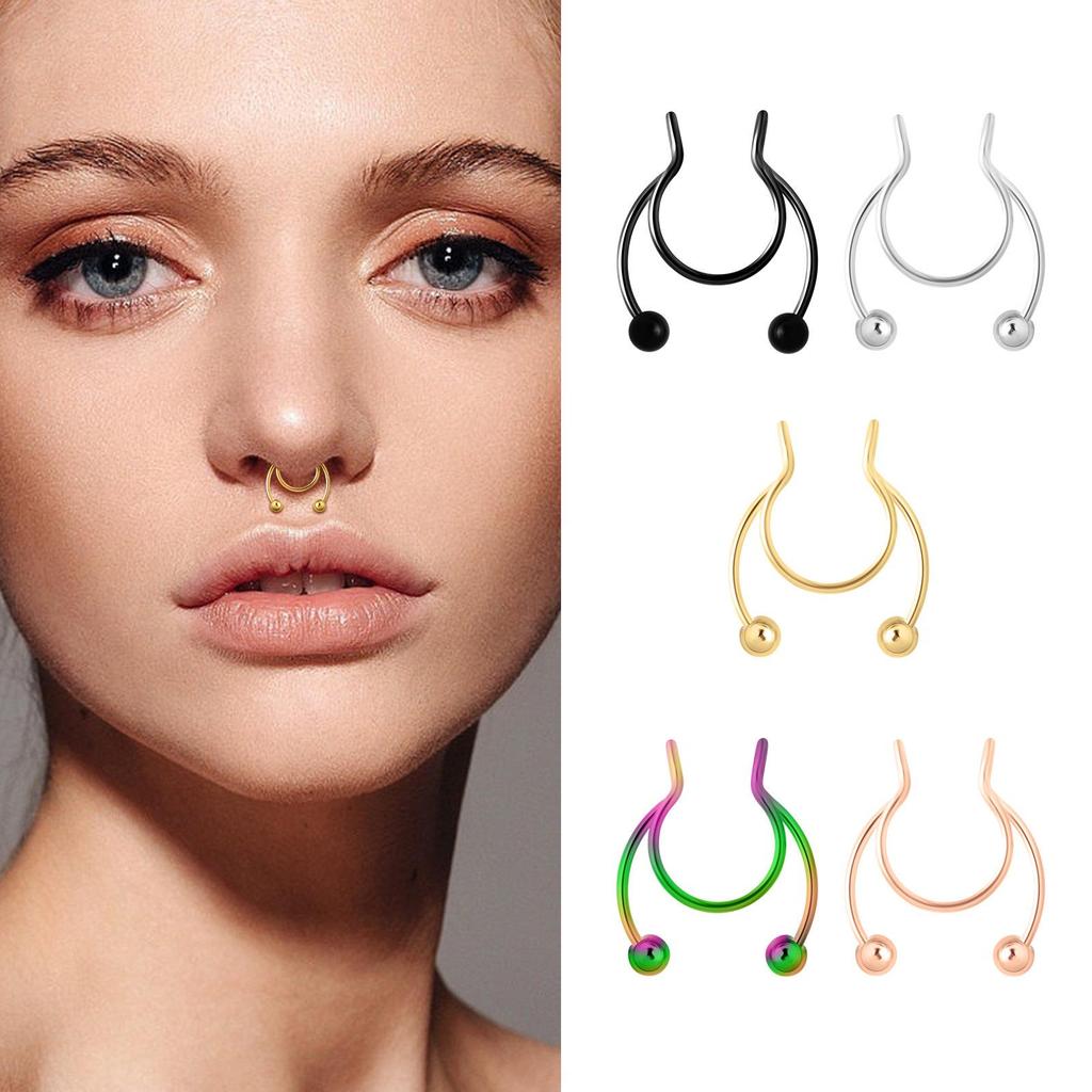 Trendy European & American No-Piercing Horseshoe Nose Clip Jewelry