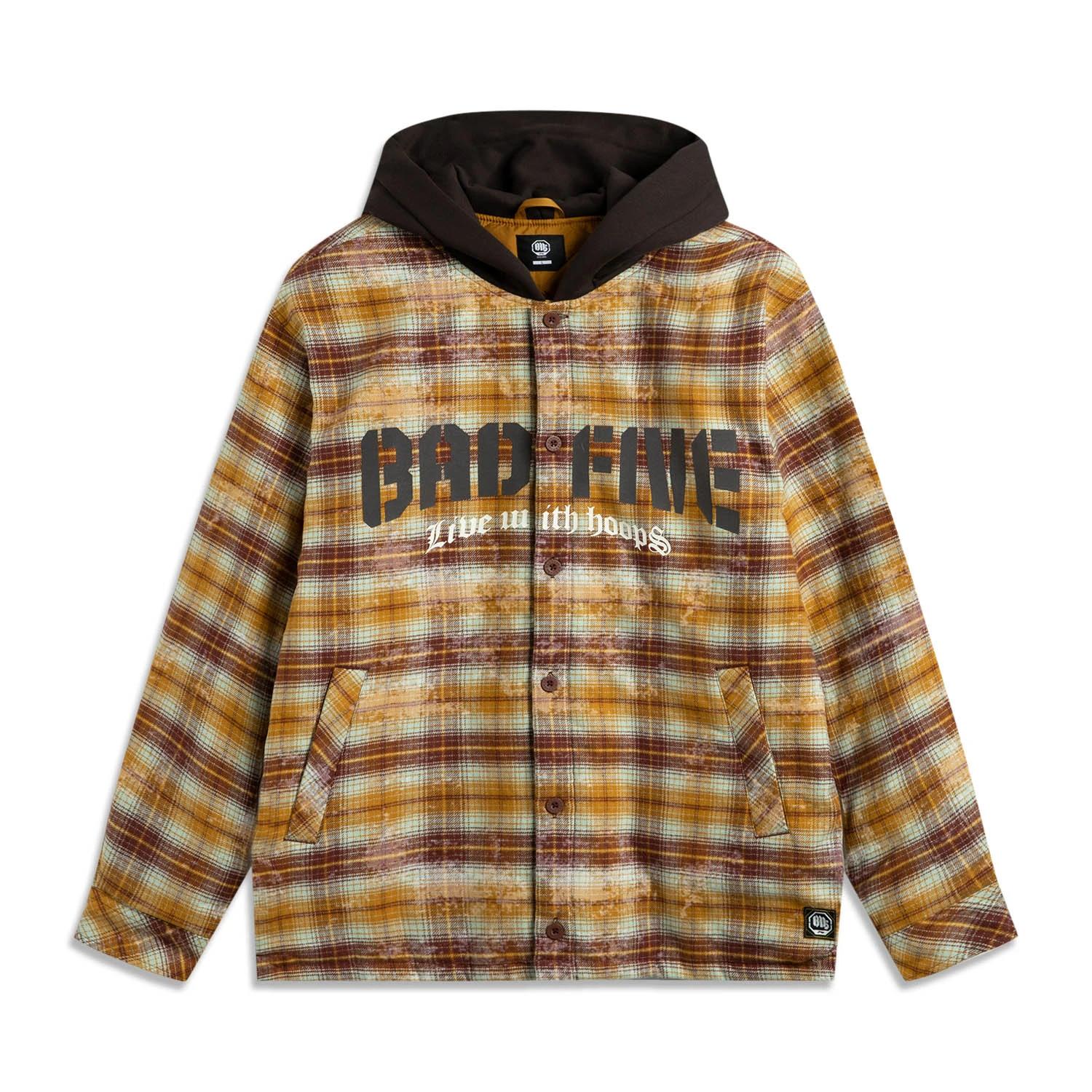 

Li-Ning Basketball Series Plaid Letter Hooded Zipper Comfortable Loose Cotton Jacket Men jackets AFMV001-1 S
