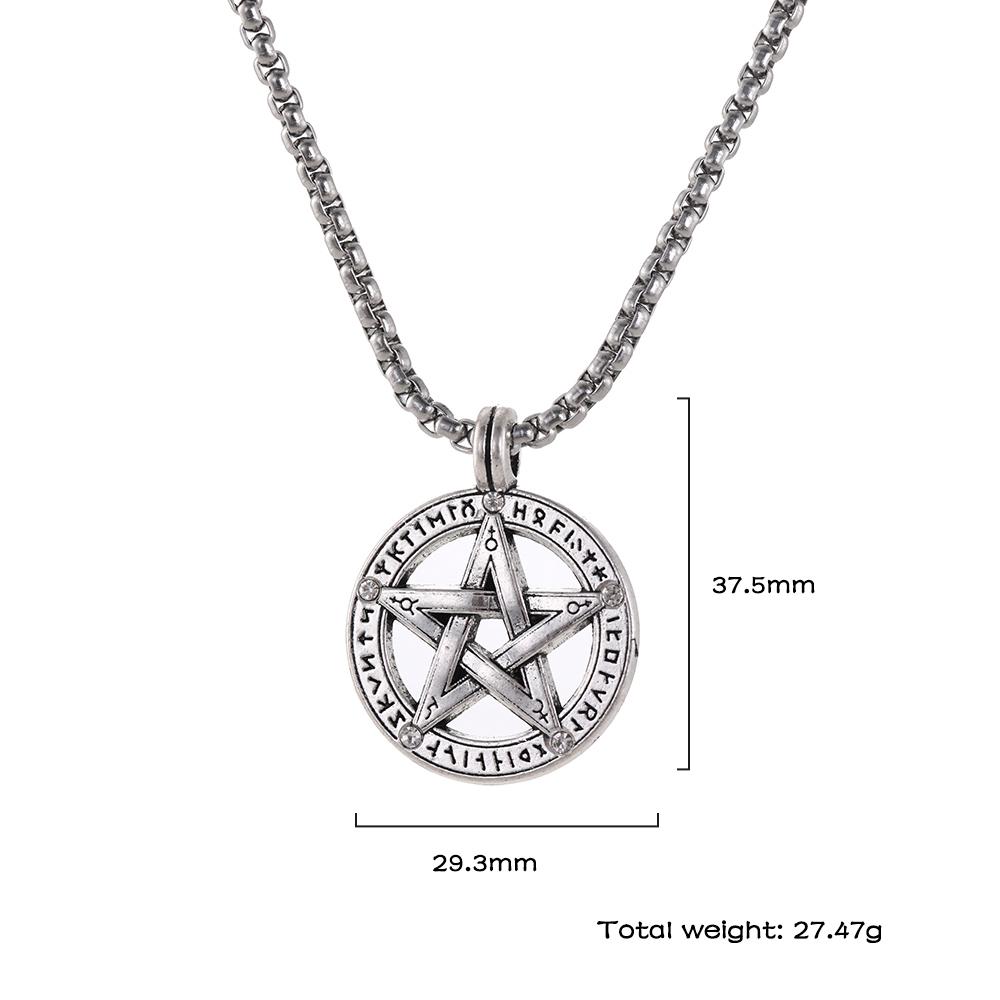 Vintage Pentagram Pendant Necklace for Men Stainless Steel Jewish Star Religious Jewelry Gift