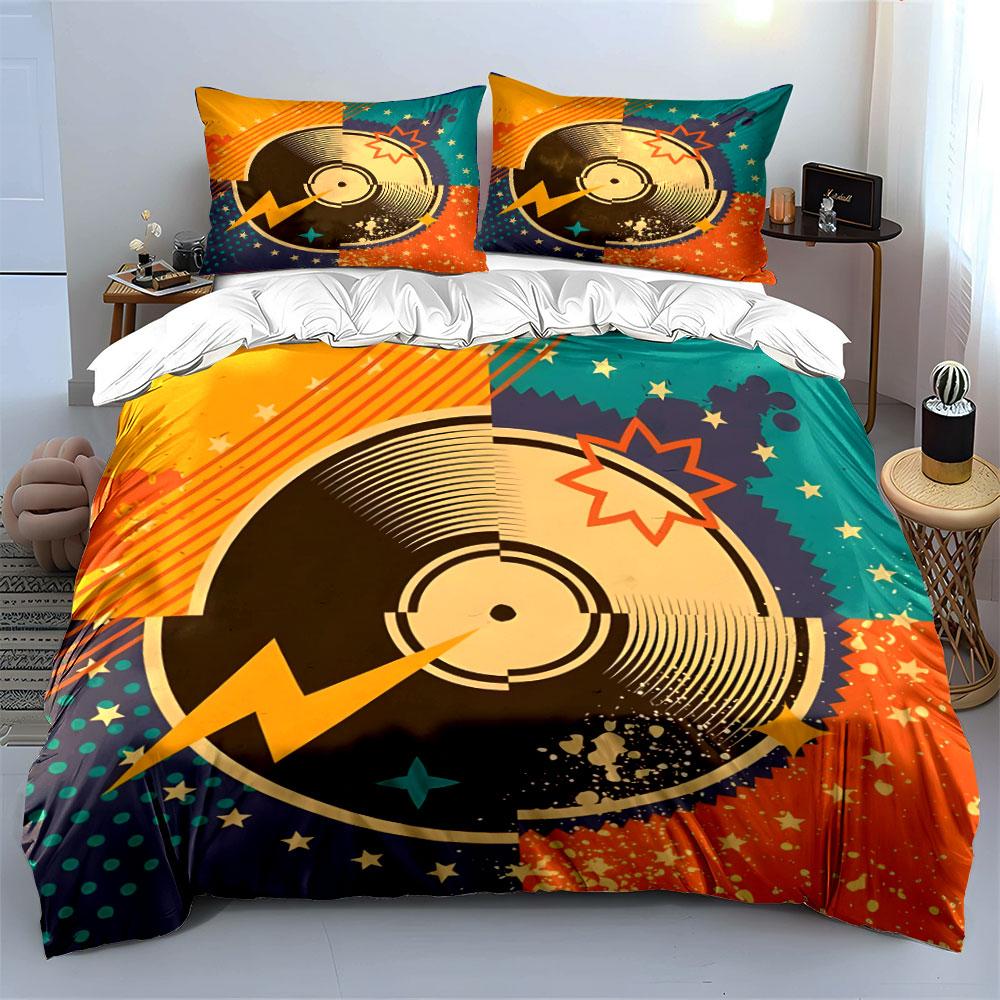 Retro Music Design Set Multiple Sizes Kid'S And Adults' Bedroom Exquisite 3Pc Bedding Set, Gift