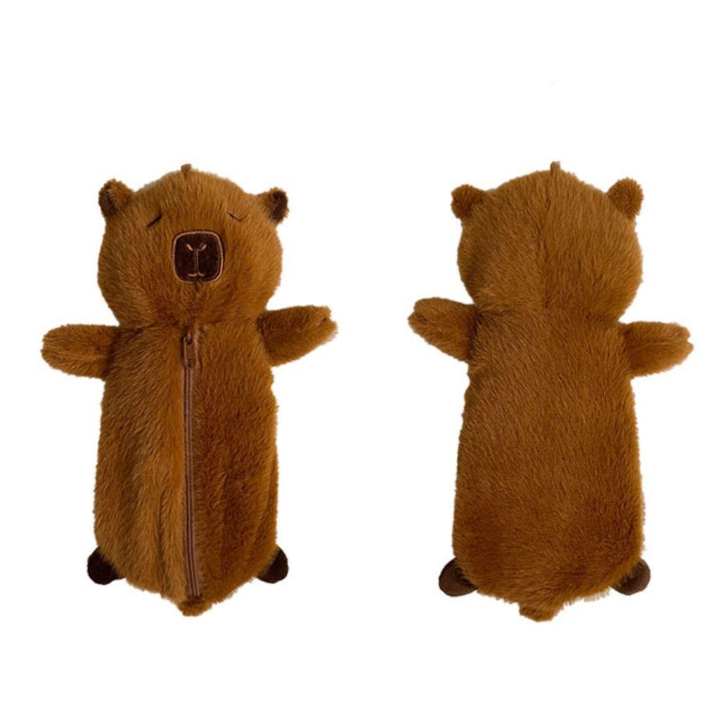 Animal Doll Cartoon Capybara Plush Doll Zipper Capibara Plush Pencil Pouch  Office