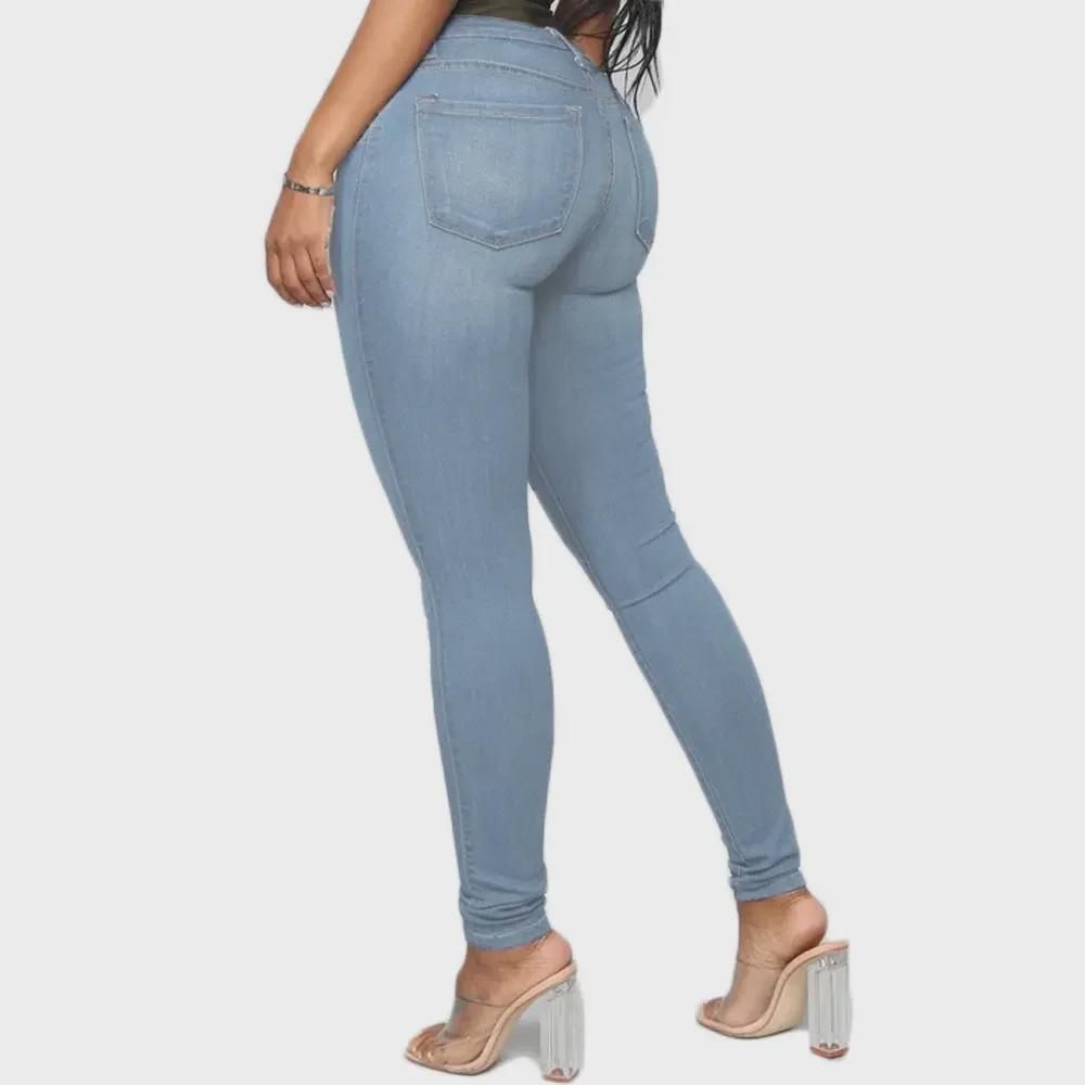 Damen Europäischer & Amerikanischer Stil Slim Fit Elastische Jeans - Große Größe Pfirsich Hüfte Bleistift Denimhose