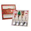4Pcs Christmas Spoons with Gift Box Stainless Steel Stirring Spoon Tea Coffee Spoon with Christmas Pendant for Xmas Party