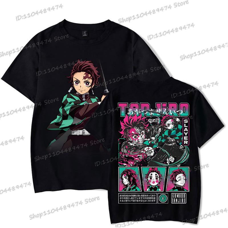 Japanisches Anime Kimetsu No Yaiba T-Shirt Tanjiro Kamado Grafik Herrenbekleidung Vintage Hip Hop Kurzarm Unisex T-Shirts Geschenke