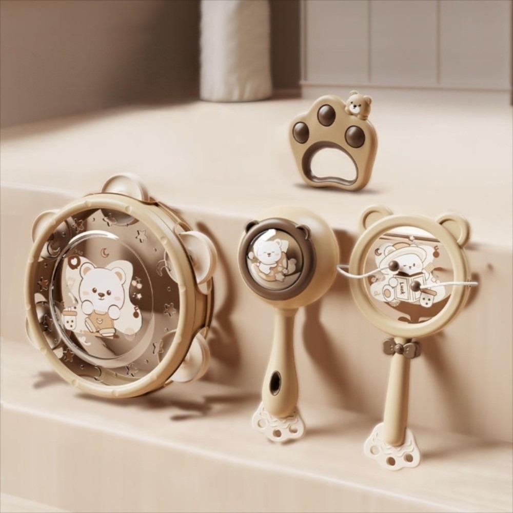 

Погремушки Детские Зубные Десны Песочный Молоток Ручные Колокольчики Игрушки 0-2 Года 4Pcs Brown