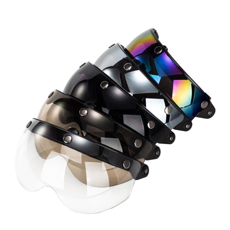 Visores Universales para Motocicletas Estilo Piloto Retro Estándar de 3 Botones de Presión Abatibles Hacia Arriba Abajo Casco Abierto Parabrisas Duradero