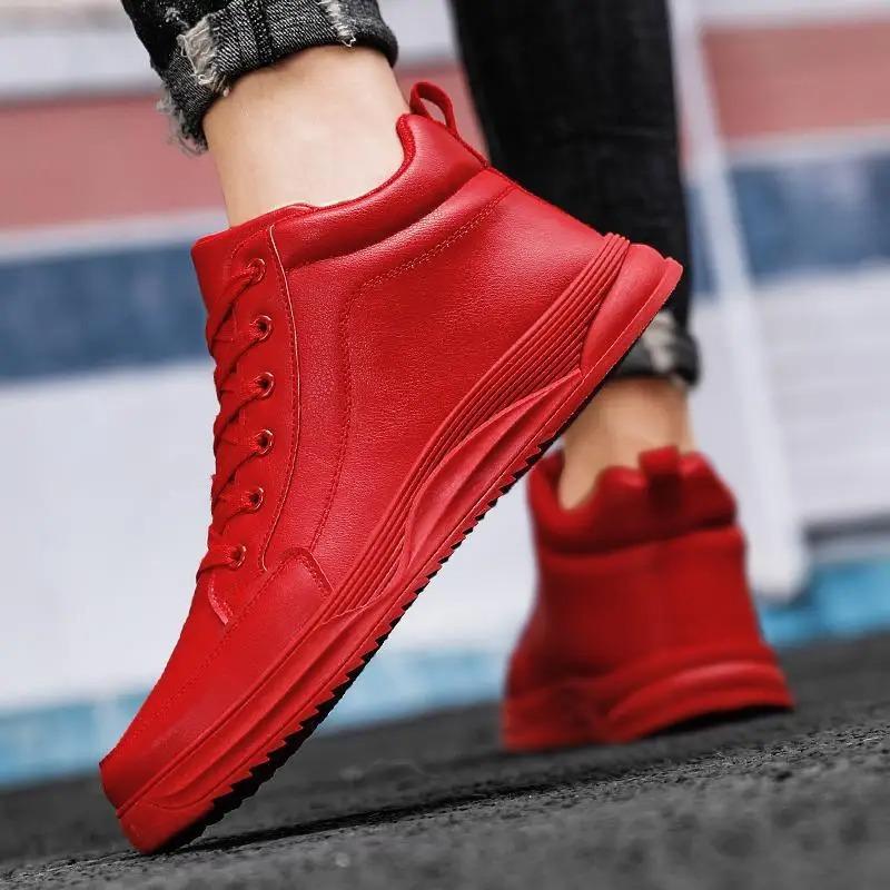 Men Shoes High Quality Leather Casual Shoes New High Top Sneakers Fashion Skateboard Shoe Lace Up Vulcanize Shoes Zapatos Hombre