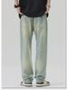 Men's Large Summer Loose Washed Retro Straight Jeans