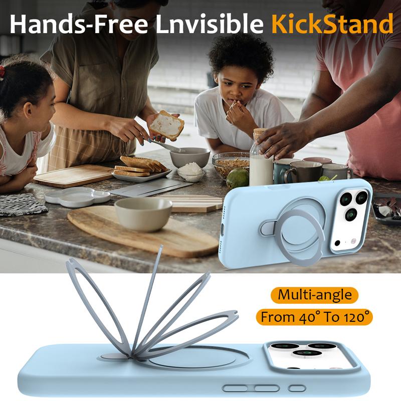 For iPhone 17 Pro Max 17 Air Case Magnetic Liuqid Silicone with Microfiber Lining inside Ring Stand Cover for iPhone17
