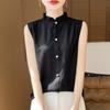 Women's Sleeveless Ruffled Hem Slim Fit Knitted Vest Top Casual Layering Blouse