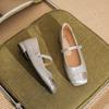 2306 Flat Shoes Women's Thick Heel New Color Matching Word with Mary Jane Shoes French Square Head Low Heel Light Mouth Single Shoes