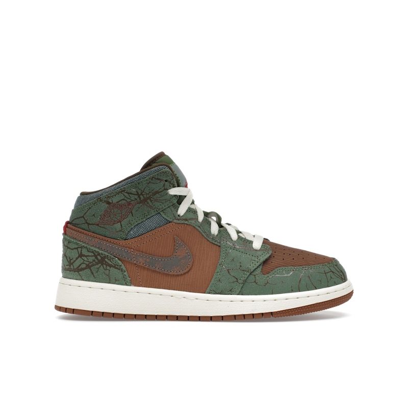 Air Jordan 1 Mid GS Treeline Archaeo Brown Coconut Milk FQ8101-200 38.5