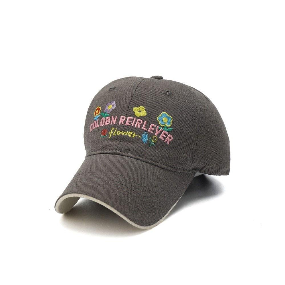 

Letters Embroidered Sun Hat Korean-Style Peaked Cap Fashion Flower Baseball Cap Women серый