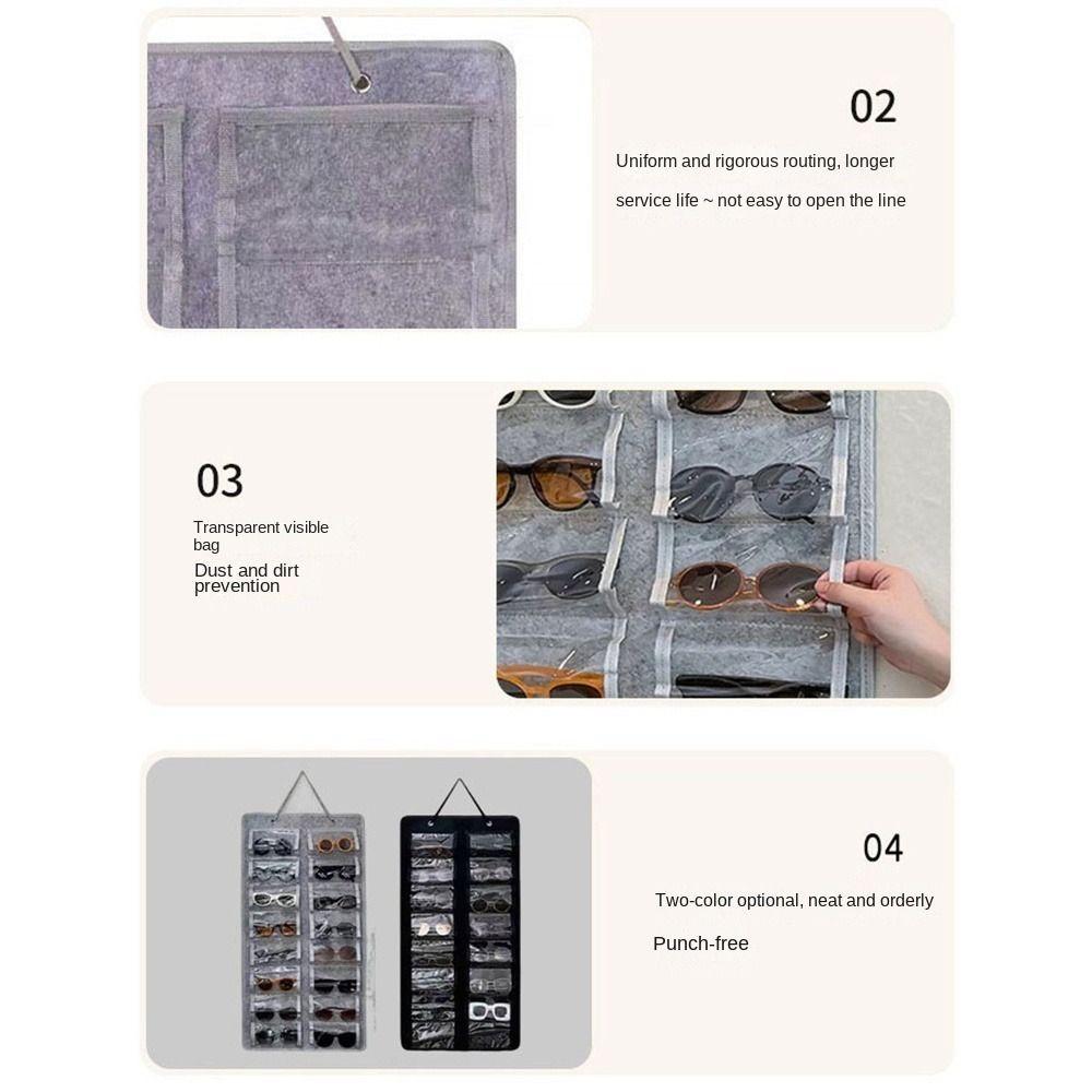 16 Slots Felt Eyeglasses Stand Dust Proof Glasses Display Rack Sunglasses Storage Holder  Household