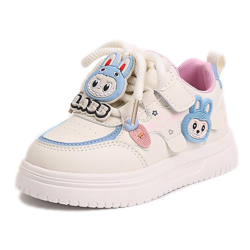 Girls' Cartoon Soft-soled Sports Shoes Fashionable and Versatile Breathable White Shoes